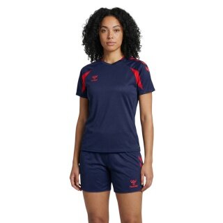hummel Sport-Shirt hmlCORE 2.0 (rec. Polyester, optimale Bewegungsfreiheit) kurzarm marineblau/rot Damen