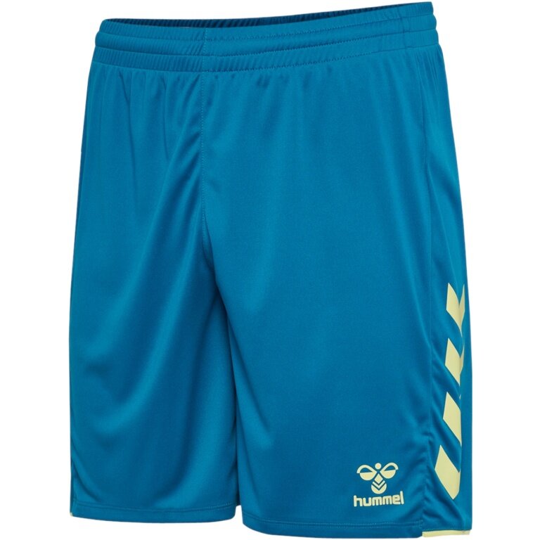 hummel Sporthose hmlCORE 2.0 Shorts (angenehmes Tragegefühl) kurz blau/limegrün Herren
