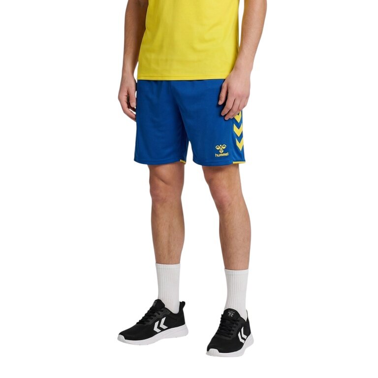 hummel Sporthose hmlCORE 2.0 Shorts (angenehmes Tragegefühl) kurz blau/gelb Herren
