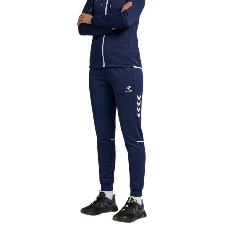 hummel Sporthose hmlCORE 2.0 Track Pants (100% rec. Polyester) lang marineblau/weiss Damen