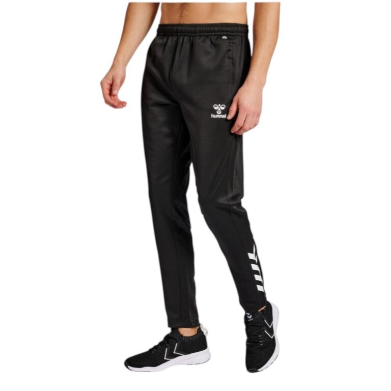 hummel Sporthose hmlCORE XK Poly Pants (Polyester-Sweatstoff, mit Reißverschlusstaschen) lang schwarz/weiss Herren