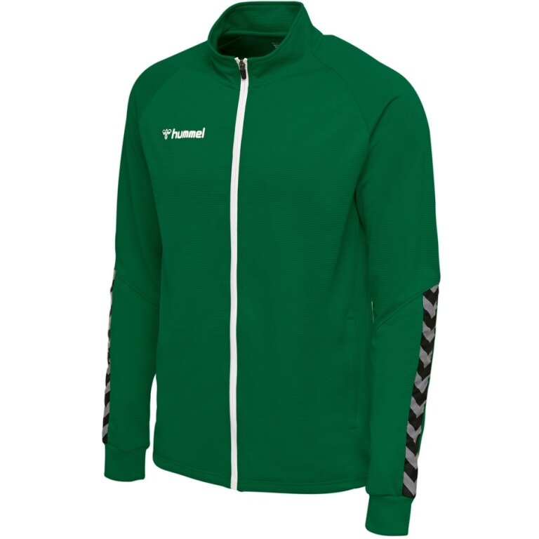 hummel Sport-Trainingsjacke hmlAUTHENTIC Poly Zip (gestrickter Polyester, mit Reißverschlusstaschen) dunkelgrün Herren