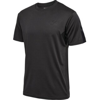 hummel Sport-Tshirt hmlACTIVE PL Jersey (100% rec. Polyester) kurzarm schwarz Herren