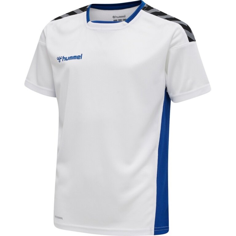 hummel Sport-Tshirt hmlAUTHENTIC Poly Jersey (leichter Jerseystoff) Kurzarm weiss/blau Kinder