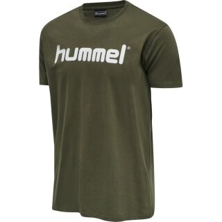 hummel Sport/Freizeit-Tshirt hmlGO Cotton Big Logo (Baumwolle) Kurzarm braungrün Herren