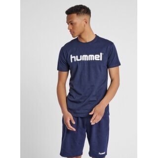 hummel Sport/Freizeit-Tshirt hmlGO Cotton Big Logo (Baumwolle) Kurzarm marineblau Herren