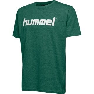 hummel Sport/Freizeit-Tshirt hmlGO Cotton Big Logo (Baumwolle) Kurzarm dunkelgrün Kinder