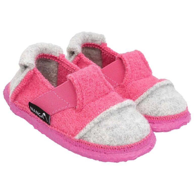 nanga Hausschuhe Slipper Berg - 100% Schurwolle - rose/grau Kinder/Jugendliche (Größe 31-35)