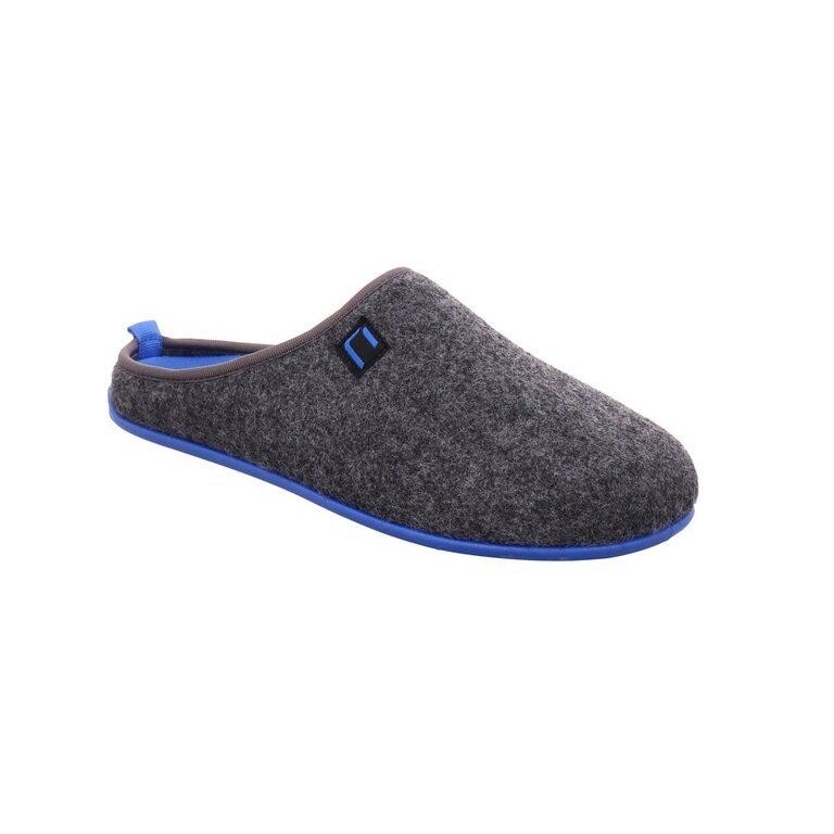 nanga Hausschuhe Pantoffel Wool Slipper - 100% Schurwolle - grau/blau (Größe 43-46)
