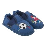 nanga Hausschuhe Slipper Fussballer - 100% Bio-Baumwolle - blau Kleinkinder/Kinder (Größe 23-25)