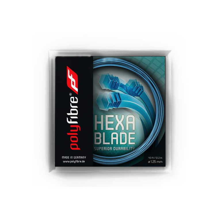 Polyfibre Tennissaite Hexablade (Spin+Kontrolle) blau 12m Set