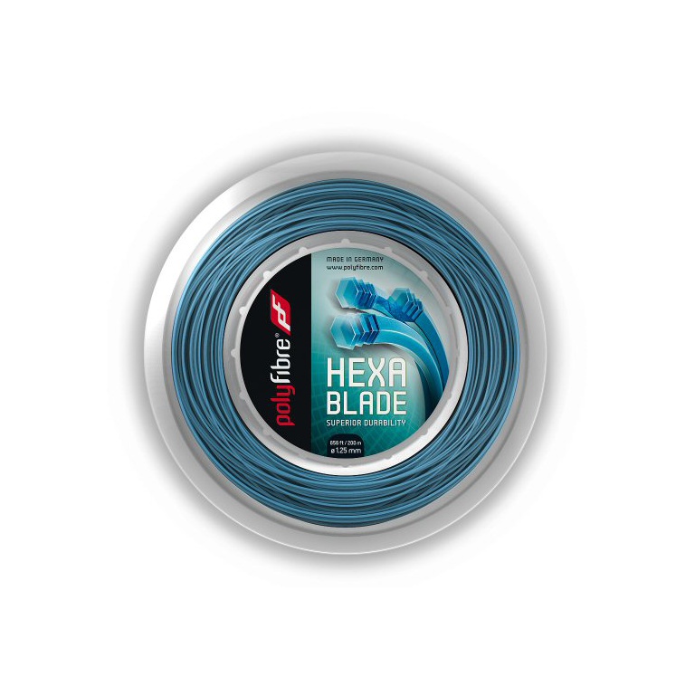 Polyfibre Tennissaite Hexablade (Spin+Kontrolle) blau 200m Rolle