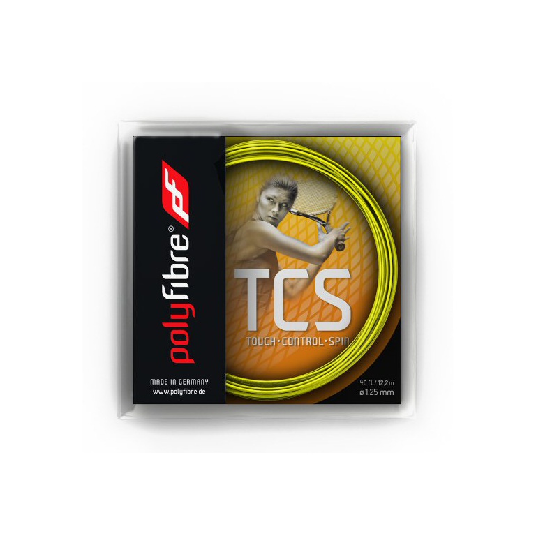 Besaitung mit Tennissaite Polyfibre TCS (Haltbarkeit+Touch) gelb