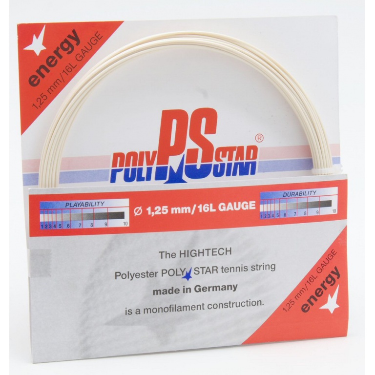 Besaitung mit Tennissaite Polystar Energy natur
