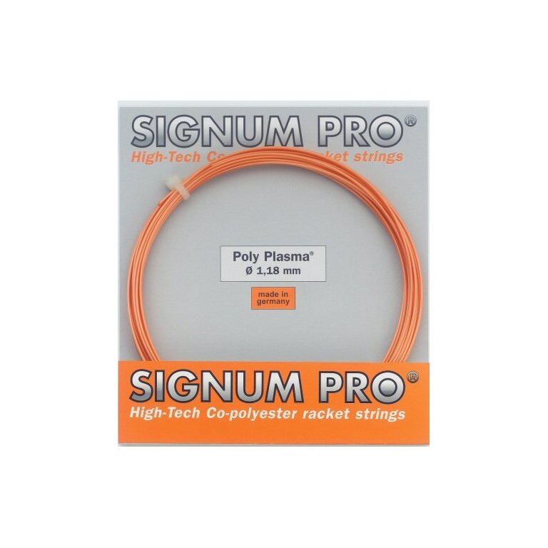 Signum Pro Tennissaite Poly Plasma (Haltbarkeit) orange <b> 12 Meter von der Rolle</b>