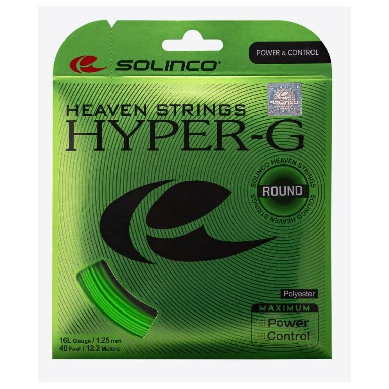 Besaitung mit Tennissaite Solinco Hyper G round grün