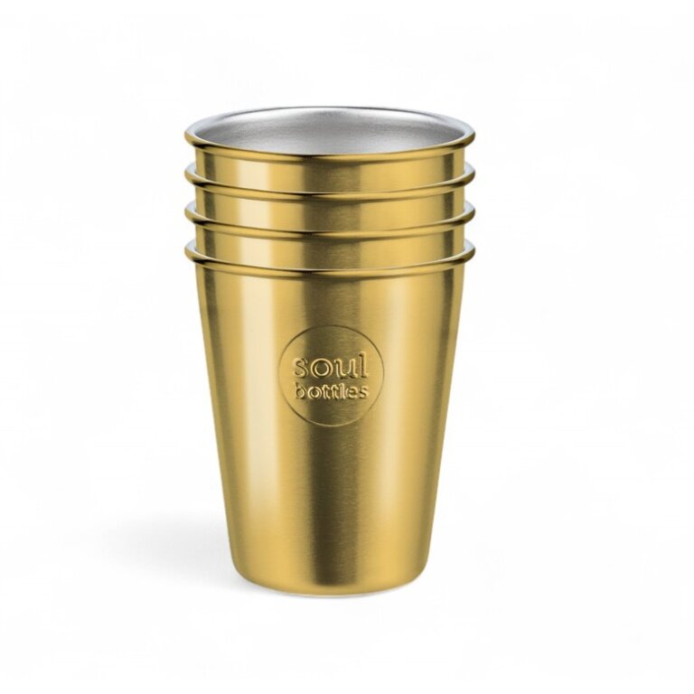 soulbottles Trinkbecher soulcoup steel Plain (Edelstahl) 4x300ml gold