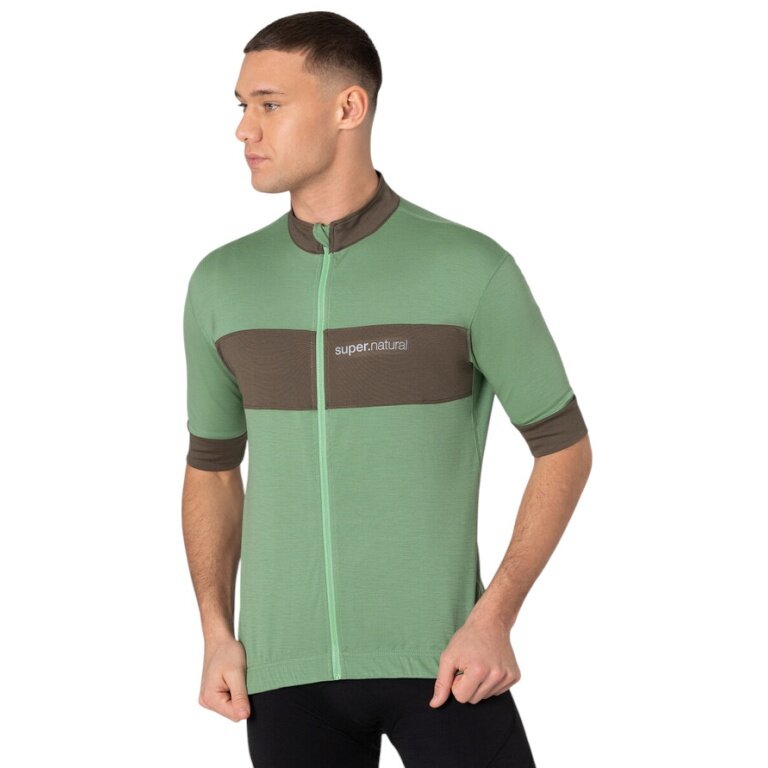super natural Fahrrad-Shirt Gravier Camisa (Merinowolle, 3 Rückentaschen) grün Herren