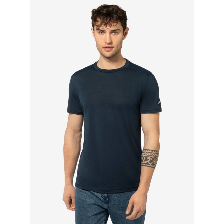 super natural Freizeit-Tshirt Essential (Merino-Mix) dunkelblau Herren