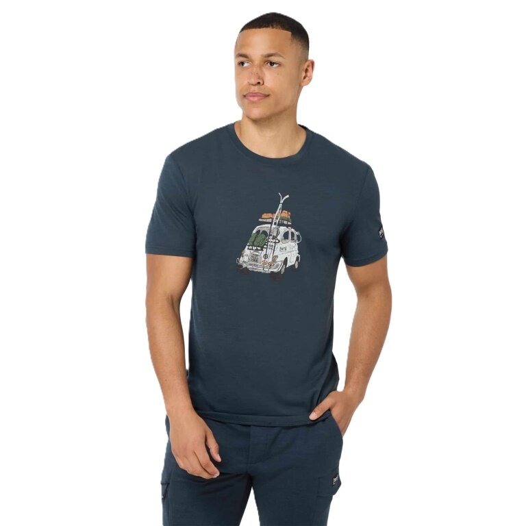 super natural Freizeit-Tshirt Carski Tee (Merino-Mix) dunkelblau Herren