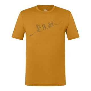 super natural Wander-/Freizeit Tshirt Graphic Hiking - Merinowollmix - gelb Herren