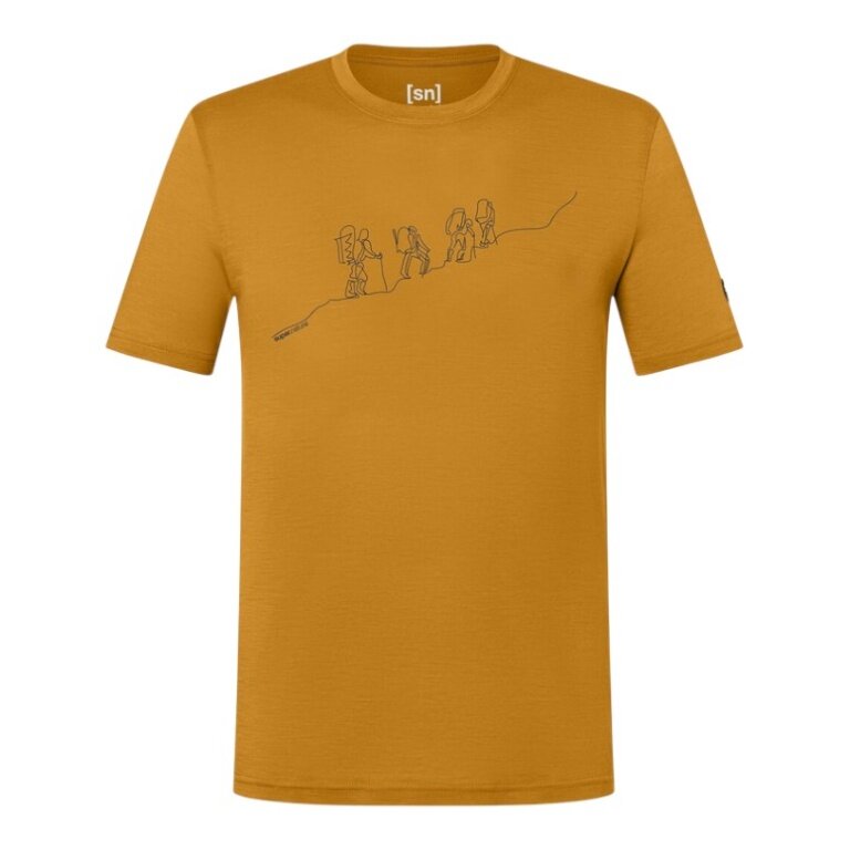 super natural Wander-/Freizeit Tshirt Graphic Hiking - Merinowollmix - gelb Herren