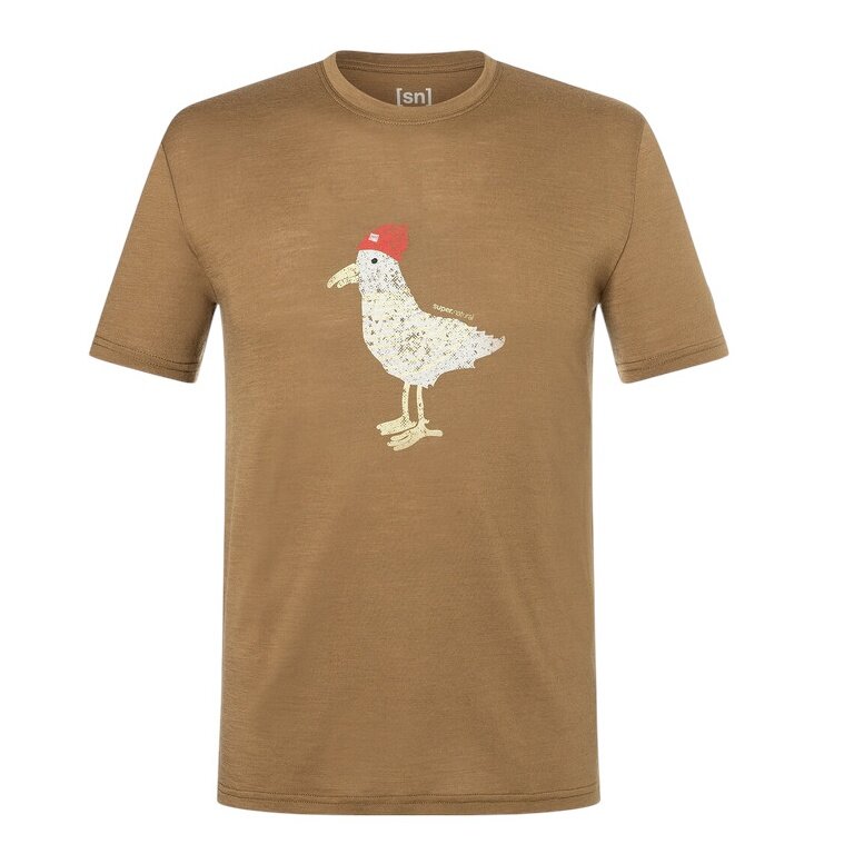 super natural Freizeit-Tshirt Johnny Tee (Merino-Mix) braun Herren