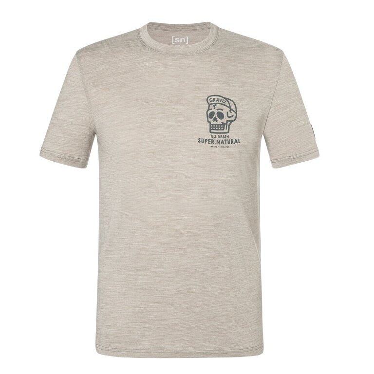 super natural Freizeit-Tshirt Gravel Tee (Merino-Mix) beige Herren