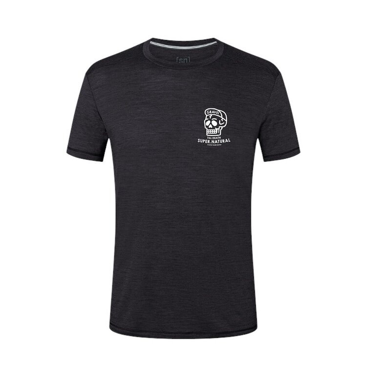 super natural Freizeit-Tshirt Gravel Tee (Merino-Mix) schwarz Herren