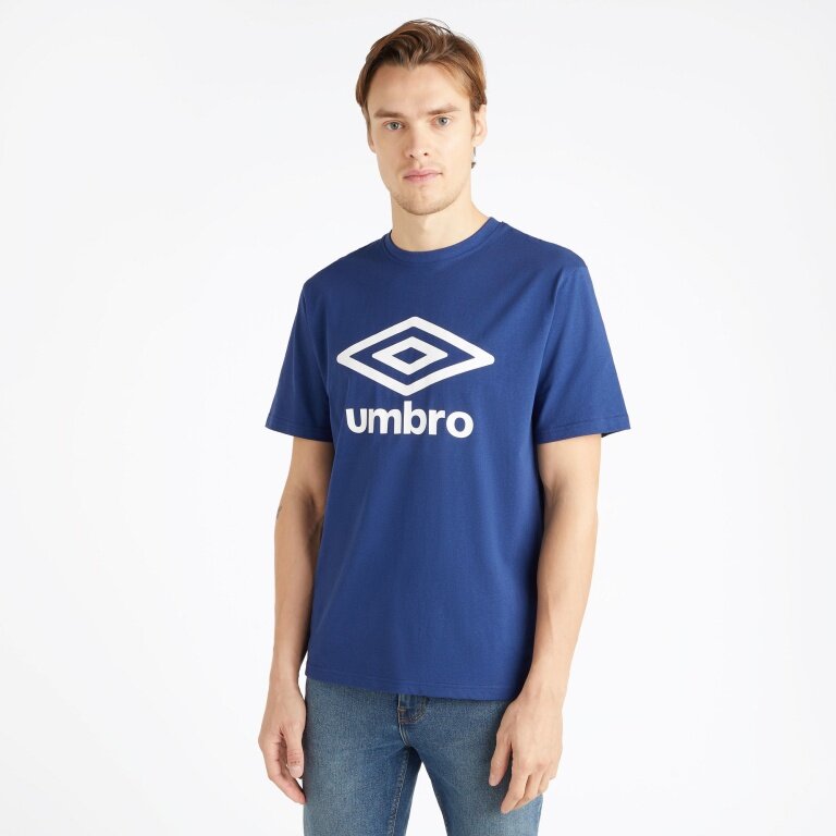 umbro Freizeit-Tshirt Big Logo (Baumwolle) navyblau/weiss Herren