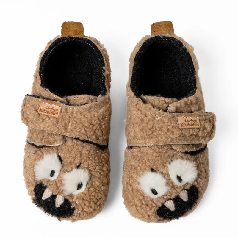 Living Kitzbühel Hausschuhe Klettschuh Monster Mates (aus Teddyplüsch) camelbraun Jungen (23-30)