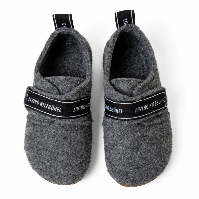 Living Kitzbühel Hausschuhe Klettschuh aus Wollfilz grau Jungen (31-35)